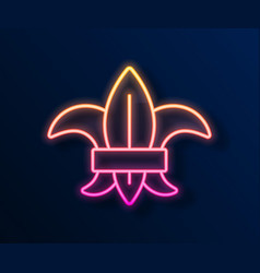 Glowing Neon Line Fleur De Lys Or Lily Flower Icon