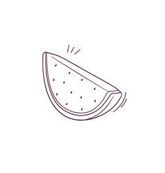 Hand Drawn Of Sliced Watermelon Icon Doodle Sketch