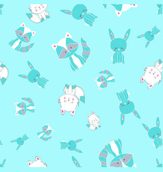 Aqua Blue Critters Seamless Repeat Pattern