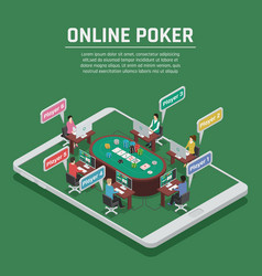 Online Poker Isometric Composition Poster