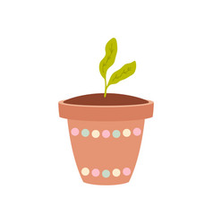 Tiny Sprout In A Flower Pot Hand Drawn