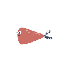 Cute Hand Drawn Fish Red Animal With Pink Dots