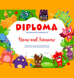 Kids Diploma Cartoon Funny Monsters Characters