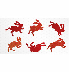 Set Of Jumping And Sitting Rabbit Zodiac Animals