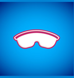 White Safety Goggle Glasses Icon Isolated On Blue