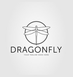 Dragonfly Or Flying Insect On Circle Logo Design