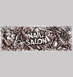 Nail Salon Doodle Cartoon Funny Banner