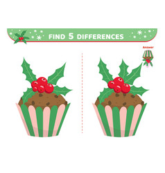 Christmas Cake Find 5 Differences Game Flat