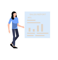 Girl Is Showing The Sales Report