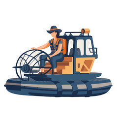 Man Driving A Hovercraft