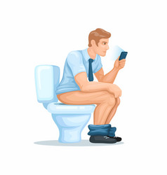 Man Using Smartphone While Pooping Phone Addiction