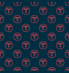 Red Line Aries Zodiac Sign Icon Isolated Seamless