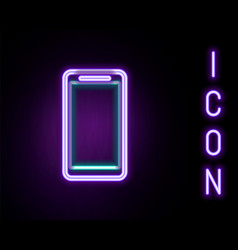 Glowing Neon Line Smartphone Mobile Phone Icon