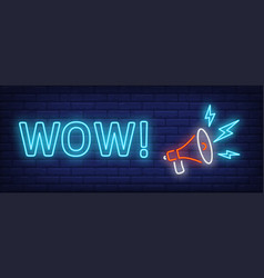 Wow Neon Text With Megaphone