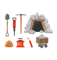 Colorful Mine Explosion Tools Cartoon