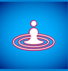 White Water Drop Icon Isolated On Blue Background