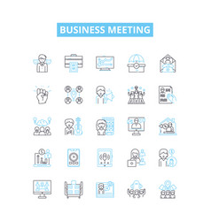 Business Meeting Line Icons Set Business