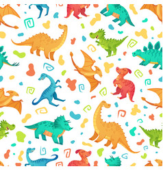 Cartoon Dino Seamless Pattern Cute Triceratops