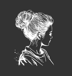 Woman Messy Bun Hair Style Isolated On Black