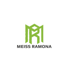 Abstract Initial Letter Mr Or Rm Logo In Green