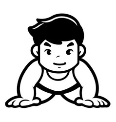 Cute Cartoon Baby Boy Crawling On The Floor