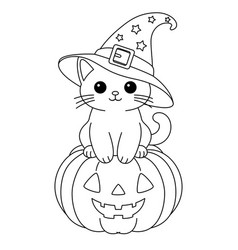 Cute Cat Is Sitting On A Halloween Pumpkin