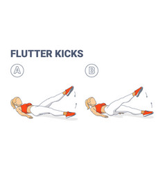 Girl Doing Flutter Kicks Exercise Fitness Home