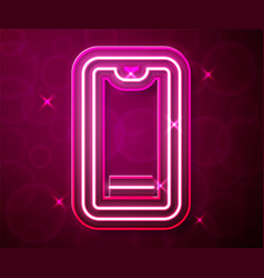 Glowing Neon Line Food Ordering On Mobile Icon