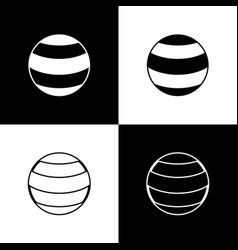 Set Planet Icon Isolated On Black And White