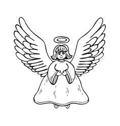 Coloring Book Christmas Angel Spread Wings Cute