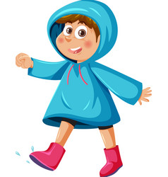 A Boy Wearing Raincoat And Boots