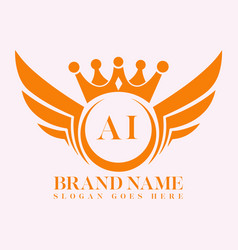 Ai Letter Initial With Royal Luxury Logo And Wings