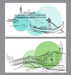 Rialto Bridge And Lido Island Venice Sketch