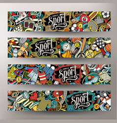 Sports Cartoon Doodle Banners Set