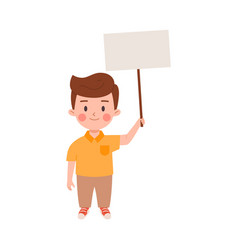 Child Holding Blank Empty Banner Or Placard Flat