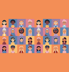 Flat Women Avatars Set Happy Diverse