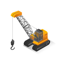 Isometric Design Concept Tower Crane Excavator