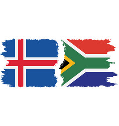 South Africa And Iceland Grunge Flags Connection