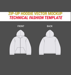 Zip Up Hoodie Fashion Flat Template Sweatshirt