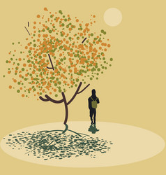 An Autumn Drawing In Warm Orange Colors A Tree