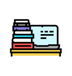 Laptop Books Online Learning Platform Color Icon