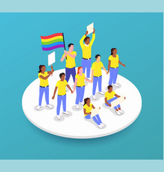 Pride Protest Isometric Composition