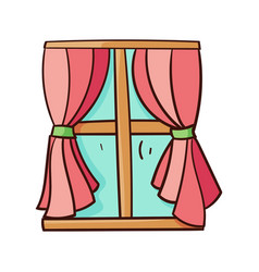 Window With Curtains Colored