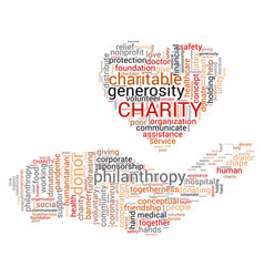 Charity Word Cloud Concept With Heart Stand