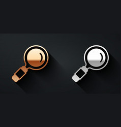 Gold And Silver Magnifying Glass Icon Isolated On