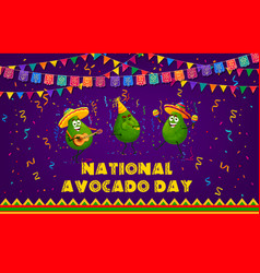 Avocado Day Banner Fruits Characters On Party