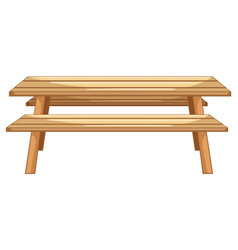 Wooden Picnic Table On White Background