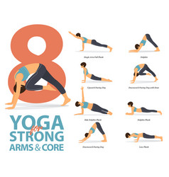 12 yoga poses for strong core Royalty Free Vector Image