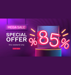 Mega Sale Special Offer Neon 85 Off Banner