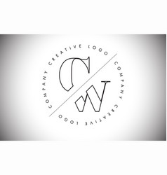 Outline Cw C W Letter Logo With Cut